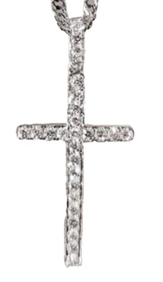 Colgante Cruz Boda Oro Blanco Sólido Oro Blanco 14k Diamante Redondo Natural 0.50ct Foto 1 de 4