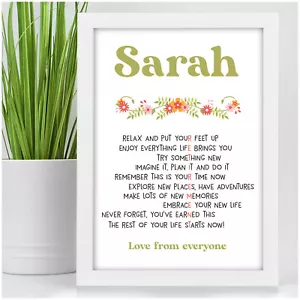 Personalised Retirement Gifts For Women Work Colleague Leaving Retired Retiring - Picture 1 of 8