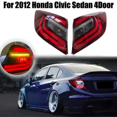 Par de luces traseras de freno LED de lente roja señal de giro para Honda Civic 2012 sedán 4 puertas Foto 1 de 4