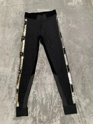 Victoria Secret Yoga Pants Womens Small PINK Black with Silver & Gold Sequin Gym - Image 1 of 4