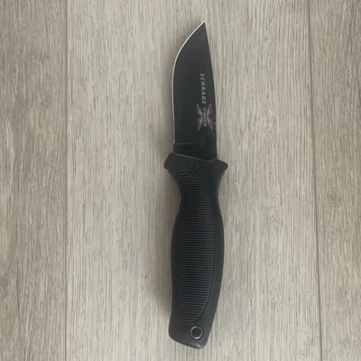 "Cuchillo de bloqueo de forro plegable mango negro temporizador Schrade USA XT7B-X 5"" de colección" Foto 1 de 4