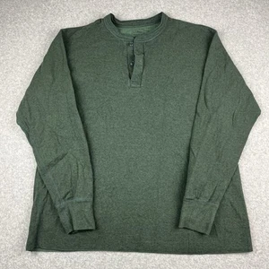 LL Bean Shirt Mens XL Reg Green Two Layer River Driver Henley Long Sleeve Wool - Picture 1 of 9