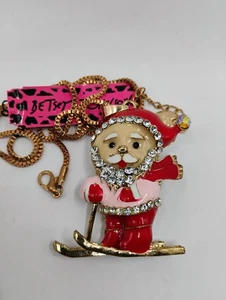 Betsey Johnson Skifahren Weihnachtsmann Halskette mit Anhänger - Bild 1 von 3