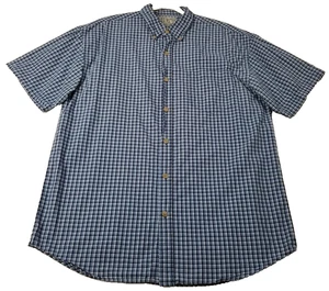 Camisa con botones U.S. Expedition para hombre grande azul blanco a cuadros manga corta informal - Imagen 1 de 9