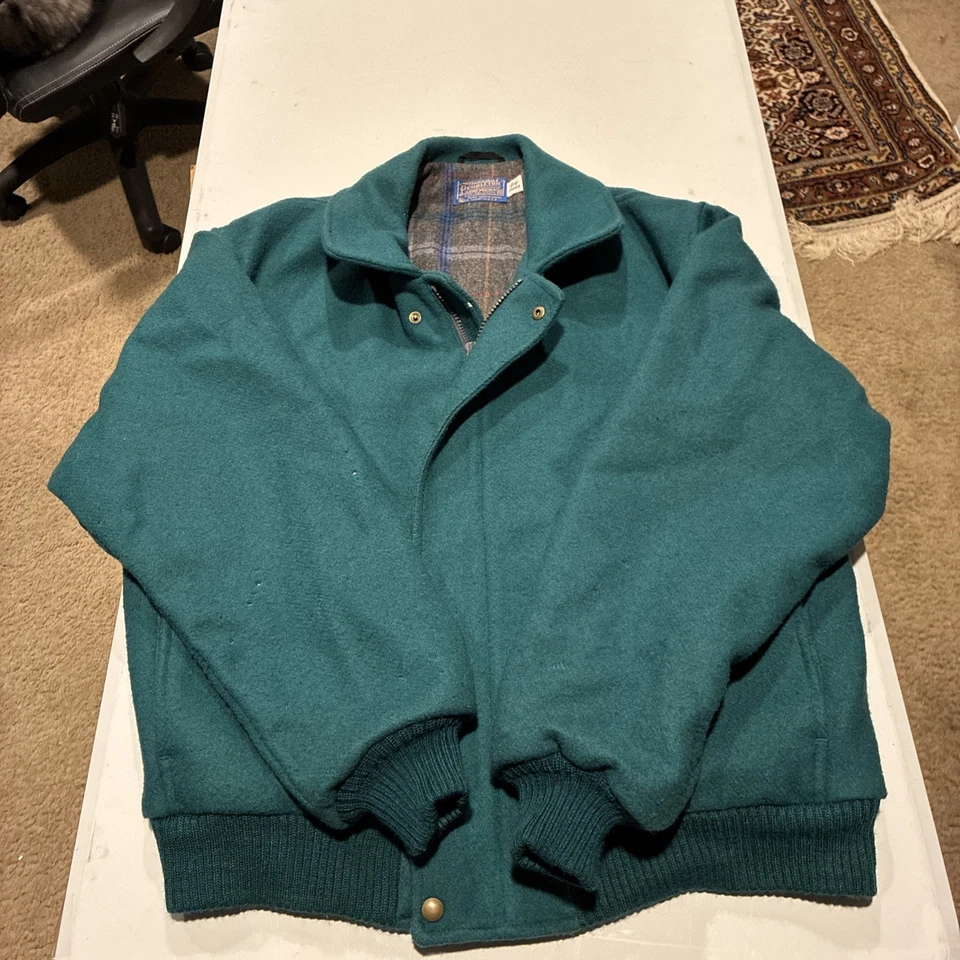 VTG  PENDLETON US Men’s Medium Green Insulated Wool Bomber Jacket - Image 1 of 4