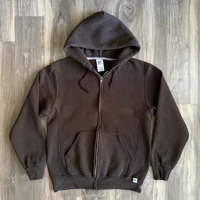 Vintage Russell Athletic Hoodie Men's Size M Full Zip Faded Black Brown - Image 1 of 4