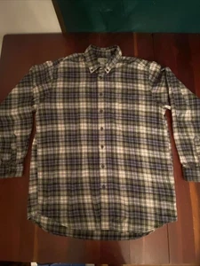 Camicia LL Bean flanella uomo grande alta verde blu a quadri manica lunga abbottonata - Foto 1 di 23