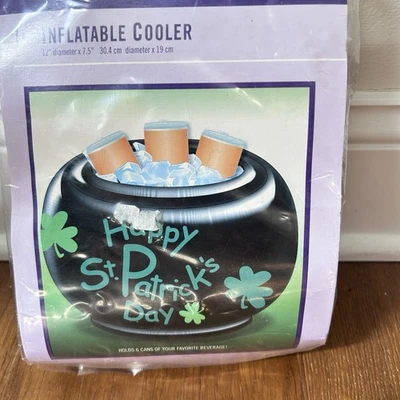 St Patricks Day Inflatable Cooler Black Cauldron Holds 6 Beverages Small 12” - Image 1 of 4