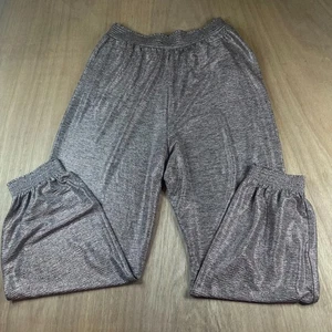 Anthropologie Maeve Metallic Cropped Pants Womens L Gray Pink Shimmer Stretch - Picture 1 of 6