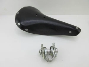 Vintage Ideale 80 Leather Saddle Seat with Matching Clamp Road Touring France - Picture 1 of 15