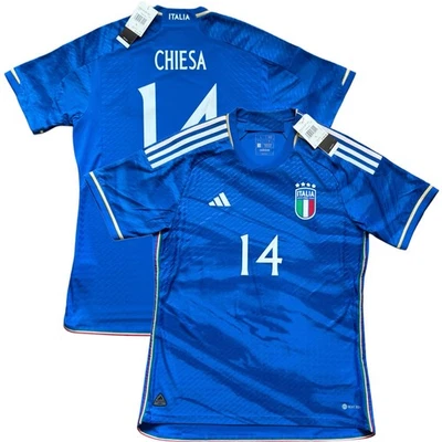 Camiseta Italia 2023 Auténtica Casa #14 Chiesa Grande Adidas Fútbol Jugador Edición Kit Foto 1 de 4