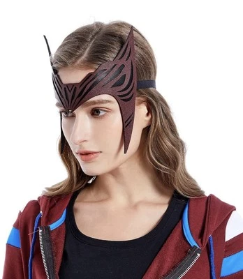 Wanda Maximov Scarlet Witch Cosplay Costume Red Leather Headpiece Mask Crown NEW - Изображение 1 из 4