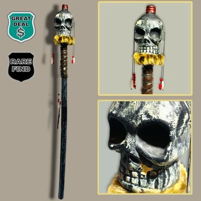 Witch Doctor 36” Voodoo Spell Staff with Shrunken Head Skull Halloween Cosplay. - Image 1 of 4