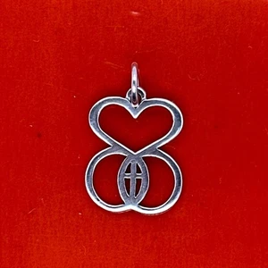 Retired James Avery Sterling Silver Butterfly Cross Heart Pendant / Charm - Picture 1 of 3