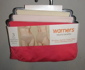 Warners Blissful Benefits Mikrofaser hochgeschnittene Slips 3er Pack (Größe Small) BRANDNEU - Bild 1 von 3