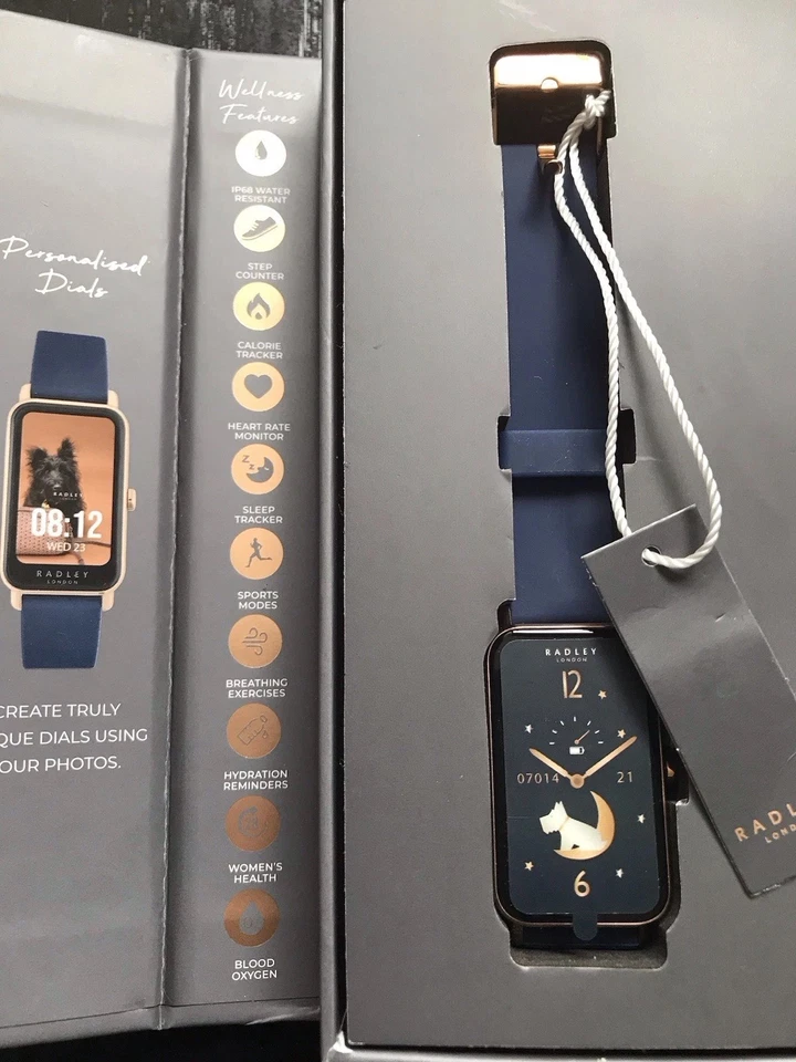 RADLEY S21 Ink Blue Silicone Strap, Lozenge Gold Case - Image 1 of 4