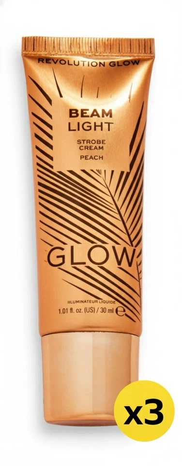Creme estroboscópico Makeup Revolution Glow Beam Light - PEACH 1,01 fl. oz. - Pacote com 3 - Imagem 1 de 3
