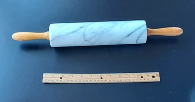 Vintage Marble Stone Rolling Pin 18” Dough Roller Heavy Duty 10” Stone Barrel - Image 1 of 4