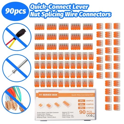 90 piezas para conectores de cable de empalme compactos de tuercas de palanca Wago 221 - terminal 2/3/5 Foto 1 de 4