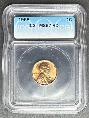 1958 Lincoln Wheat Cent ICG MS-67 RD, Buy 3 Items, Get $5 Off!!! - Image 1 of 2