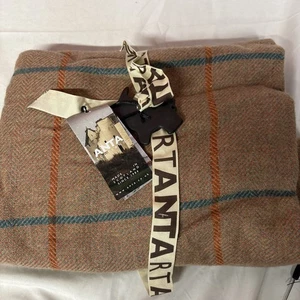 100% Merino Wool ANTA Plaid Throw Blanket 50"x60" Dagger Gordon Coral Pink/turqu - Picture 1 of 7