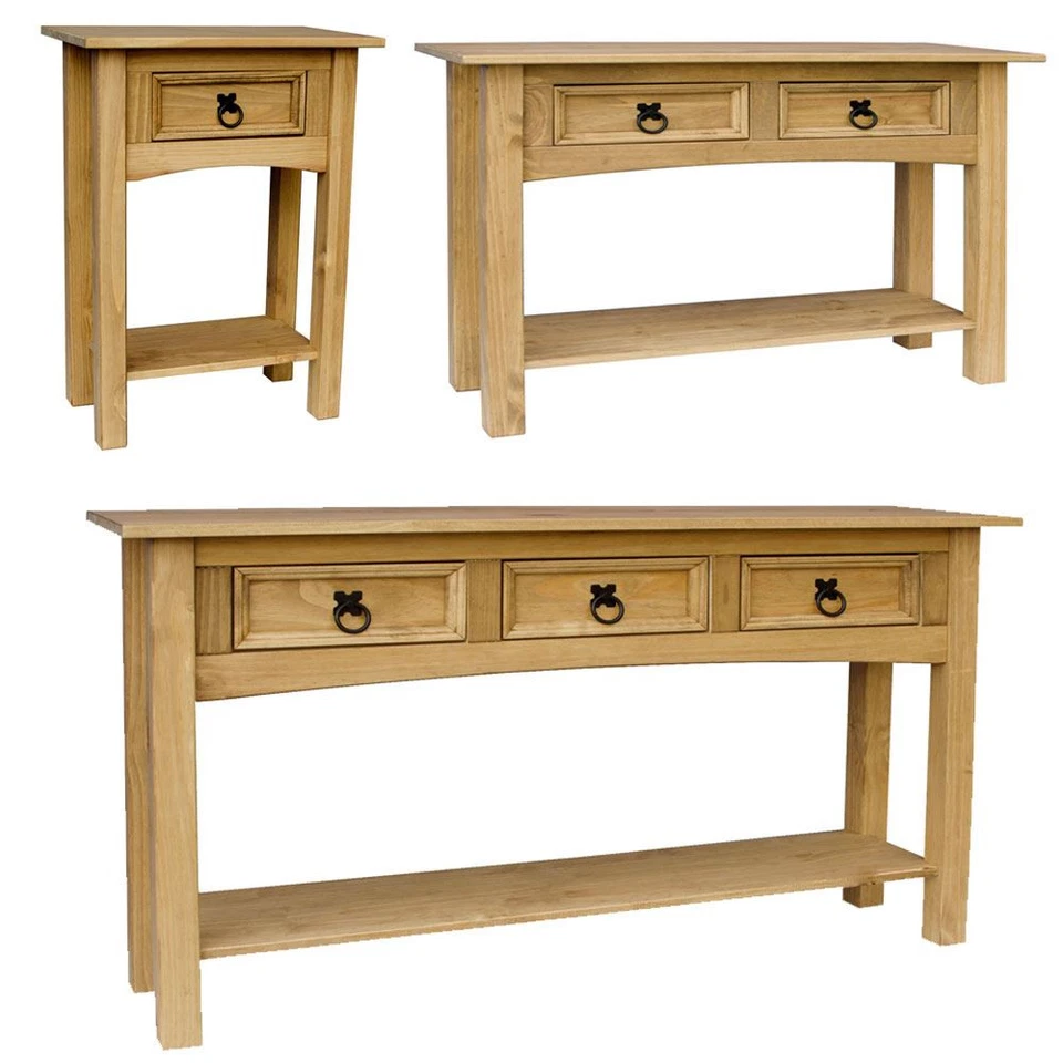 Corona 1 2 3 Drawer Console Table With Shelf Hallway End Pine By Home Discount - Image 1 of 1