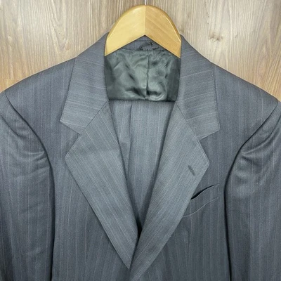 Traje 2 Piezas Hombre 42R 36x29 Gris Multicolor Rayas 100% Lana Virgen Dos Botones Foto 1 de 4