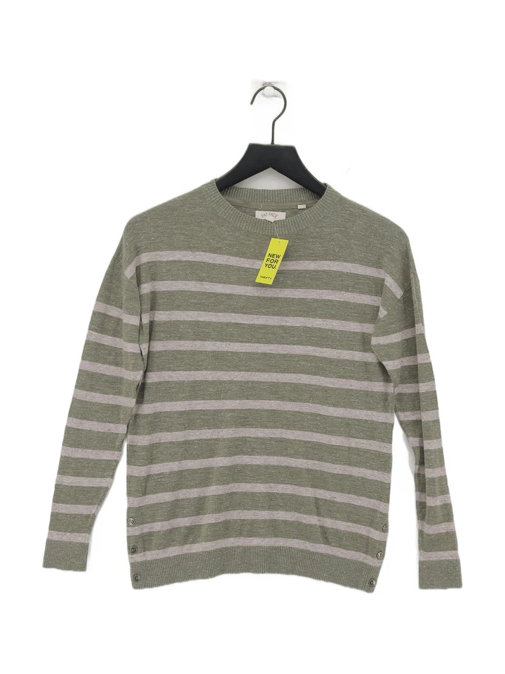 Fat Face Women's Jumper UK 6 Green Striped 100% Cotton Crew Neck Pullover - Image 1 of 4