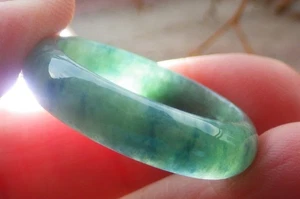 Video Certified Green Natural 100% A Jadeite Jade Circle Ring NO. 7.25 # 410972 - Picture 1 of 6