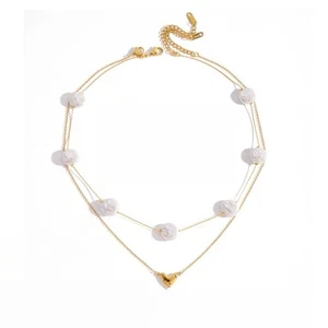 Double Strand Pearls Necklace For Daily Wear Evening Event Adjustable Jewelry - Picture 1 of 8