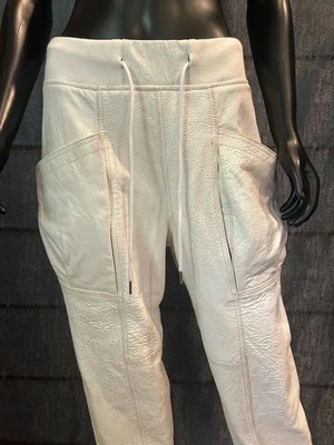 ¡¡Nunca usado!! R13 Pantalón Plisado Bolsillo Pierna Recta Cuero en Blanco Arrugado Pequeño Foto 1 de 3