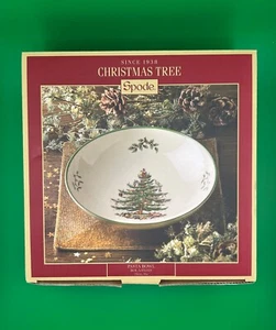 NEU im Karton SPODE Weihnachtsbaum Servier- oder Pastaschale 9" grüne Streifen am Rand - Bild 1 von 8