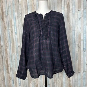 Camicia top Marie Louise De Monterey 14 10 quadretti lurex garza arricciacapelli $180 - Foto 1 di 10