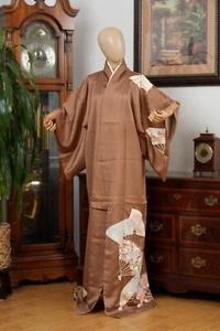 LIEBER VANILLE JAPANISCHER SEIDE HOMONGI KIMONO DAMEN AUTHENTISCH JAPAN KLEID ORIGINAL - Bild 1 von 11