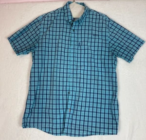 Orvis Vented Shirt Men's M Blue Plaid Short Sleeve Pockets Hiking Fishing Pocket - Picture 1 of 13