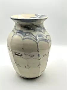 Vtg Vase / Signed by artist / Gordon 1997 / 9" tall / Cream, blues & brown / - Picture 1 of 4