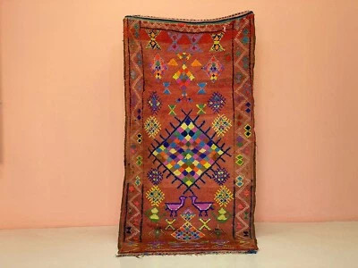 Alfombra bereber vintage, alfombra de corredor marroquí, alfombra naranja suave, alfombra peluda 3'4x7 pies Foto 1 de 4