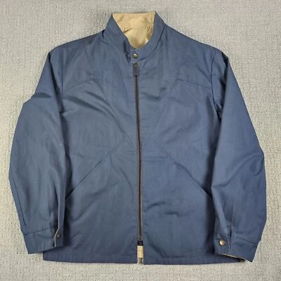 VTG Fox Knapp Reversible Windbreaker Jacket Mens 44 Bomber Zipper USA Beige/Blue - Image 1 of 4