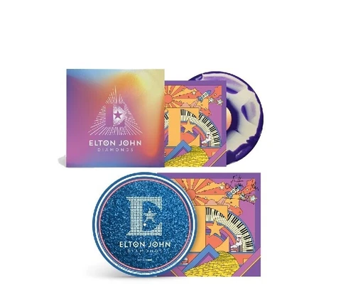 Elton John SIGNED Diamonds Pyramid Edition LP + SIGNED ART CARD Cover