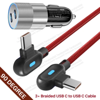 Dual Type C 40W Fast Car Charger PD USB-C Cable For iPhone 16 15 Pro Max Plus LG - Image 1 of 4