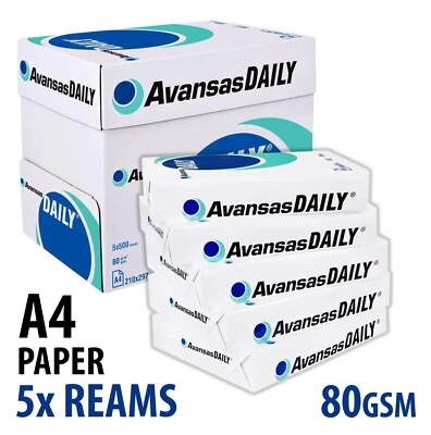 A4 White 80gsm Paper - 5 Reams (2500 Sheets) - Office, Printer & Copier Paper - Image 1 of 4