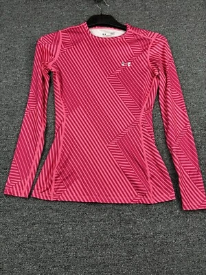 Camisa ajustada Under Armor Cold Gear para mujer talla pequeña estampado rosa  Foto 1 de 4