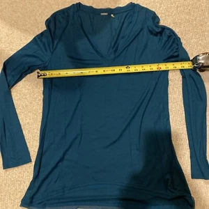 Elie Tahiti Shirt Damen Small Teal V-Ausschnitt Langarmshirt - Bild 1 von 3