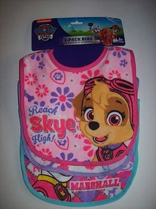 Juego de 3 baberos Paw Patrol para bebés niñas niños unisex Nickelodeon Terry Dogs nuevo - Imagen 1 de 3