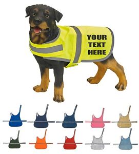 Personalised High Vis Dog Coat Custom Printed Hi Viz Pet Safety Vest Reflective 