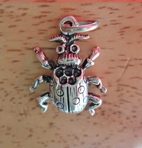 Sterling Silver 3D 21x17mm Beetle Ladybug Lady Bug Insect Charm concave on back - Picture 1 of 4