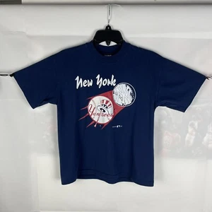 VTG 1992 Team Hanes New York Yankees Graphic Navy Blue T-Shirt YOUTH XL - Picture 1 of 5