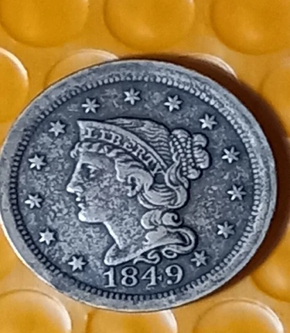 1845  Large Cent Lasts Variety Of R5 XF details  . Off center no charge Cover