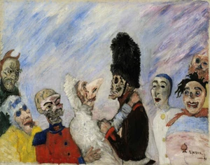 James Ensor Skeleton Stopping Masks Canvas Print 16 x 20 - Picture 1 of 4