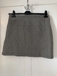 Avenue Black White Skirt Knit Feel 12 Polyester Cotton 16” Long Womens - Picture 1 of 10